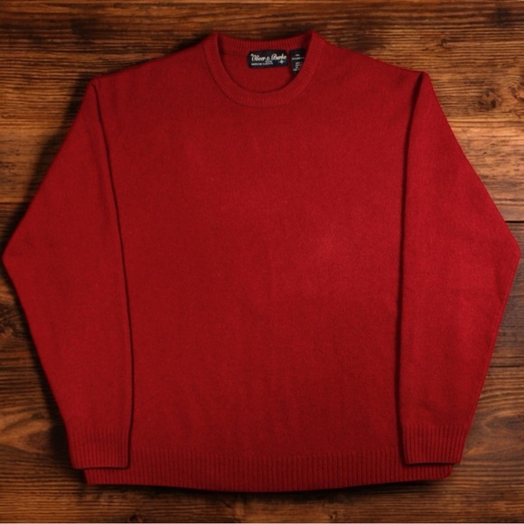 Oliver & Burke Cherry Red 100% Lamb's Wool Crewneck Long Sleeve Men's Size XXL - Picture 1 of 7